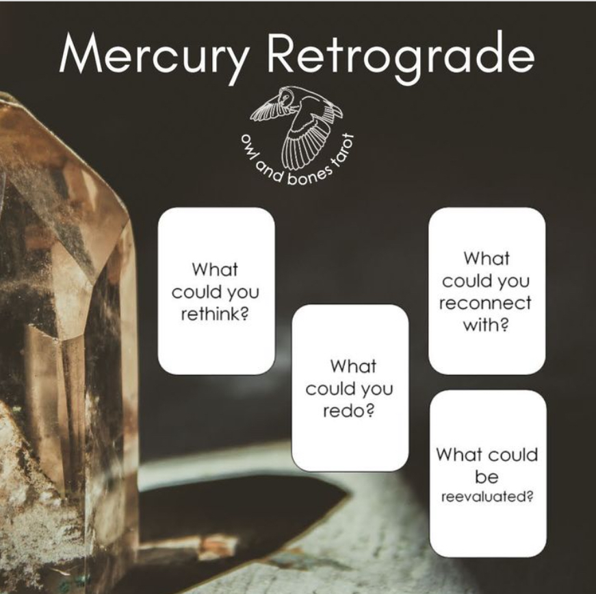 Mercury retrograde tarot spread by Owl and Bones Tarot